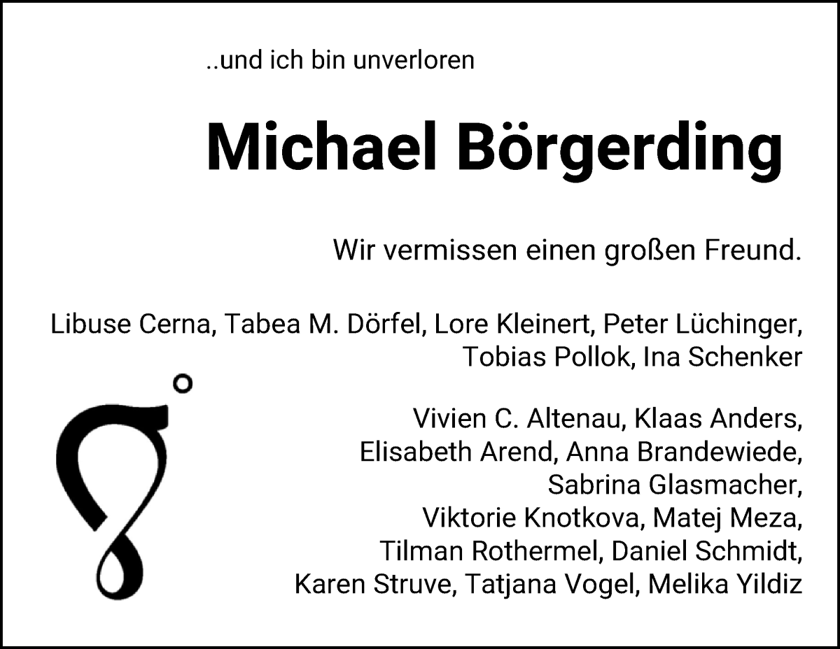 Traueranzeige von Prof. Michael Börgerding von WESER-KURIER
