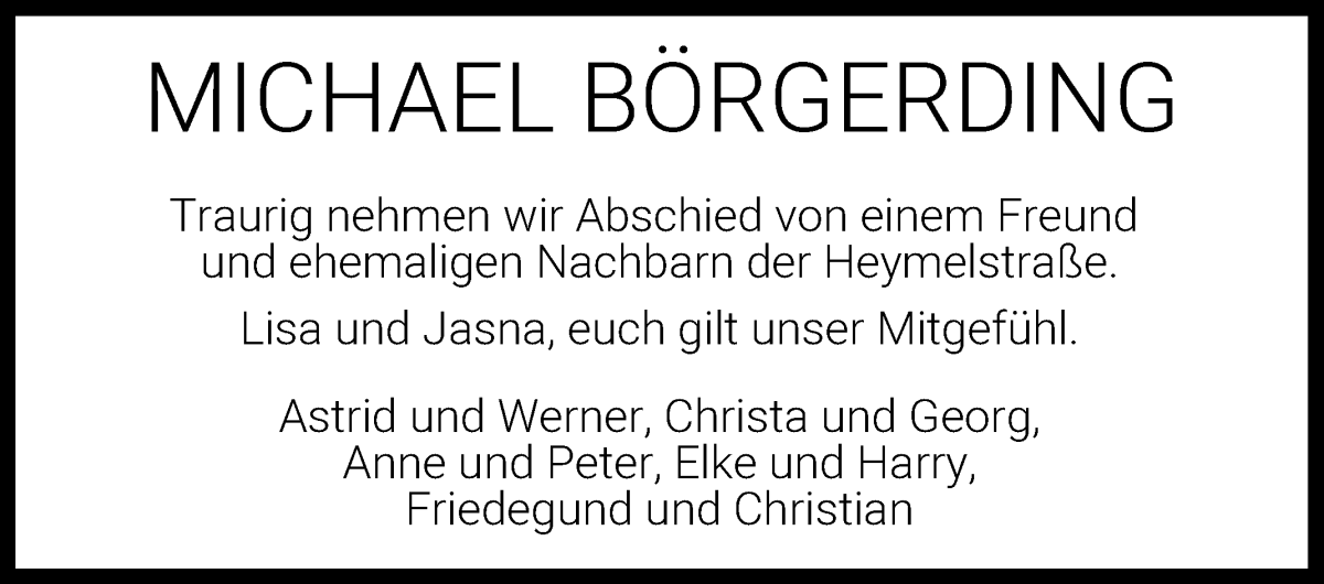 Traueranzeige von Prof. Michael Börgerding von WESER-KURIER