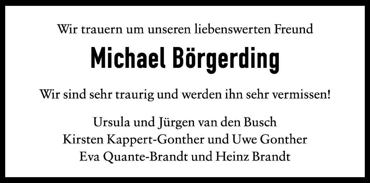 Traueranzeige von Prof. Michael Börgerding von WESER-KURIER