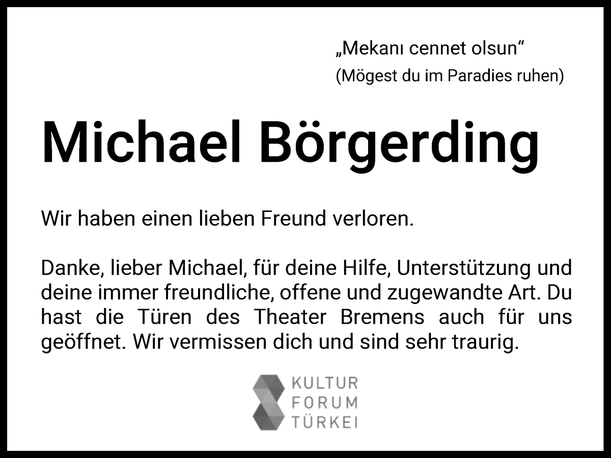 Traueranzeige von Michael Börgerding von WESER-KURIER