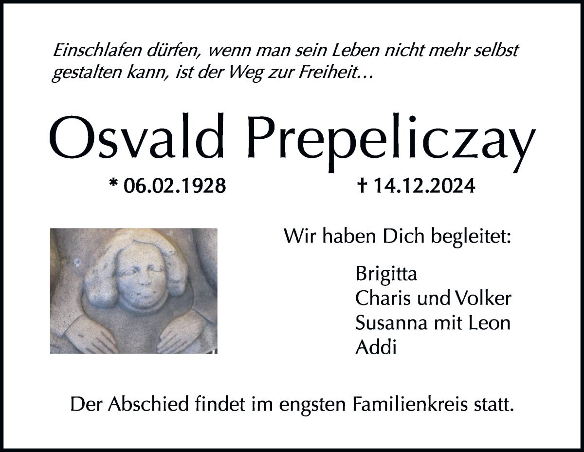 Traueranzeige von Osvald Prepeliczay von WESER-KURIER