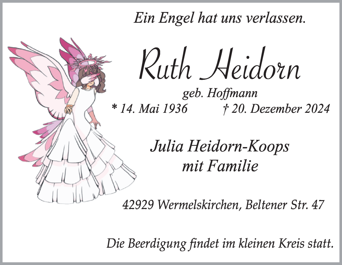 Traueranzeige von Ruth Heidorn von WESER-KURIER