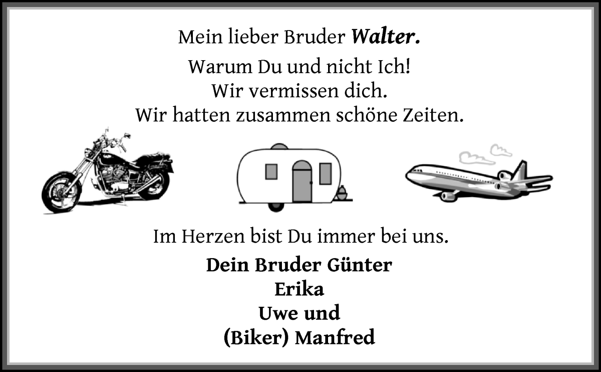 Traueranzeige von Walter  von WESER-KURIER