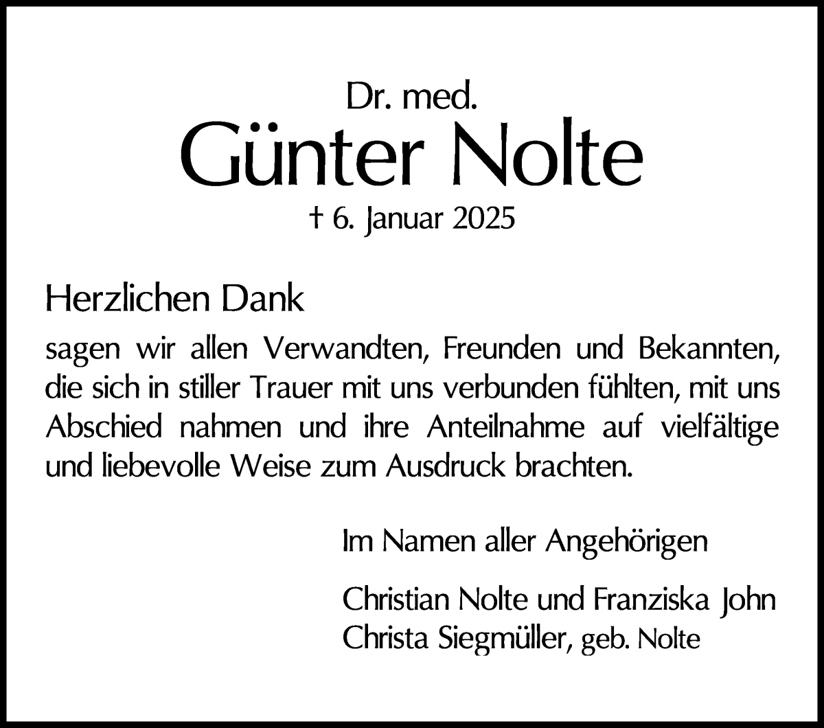 Traueranzeige von Günter Nolte von WESER-KURIER