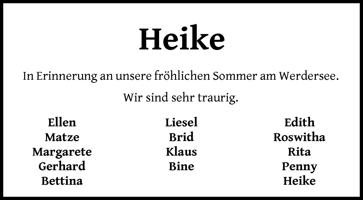 Traueranzeige von Heike Sieckendieck von WESER-KURIER