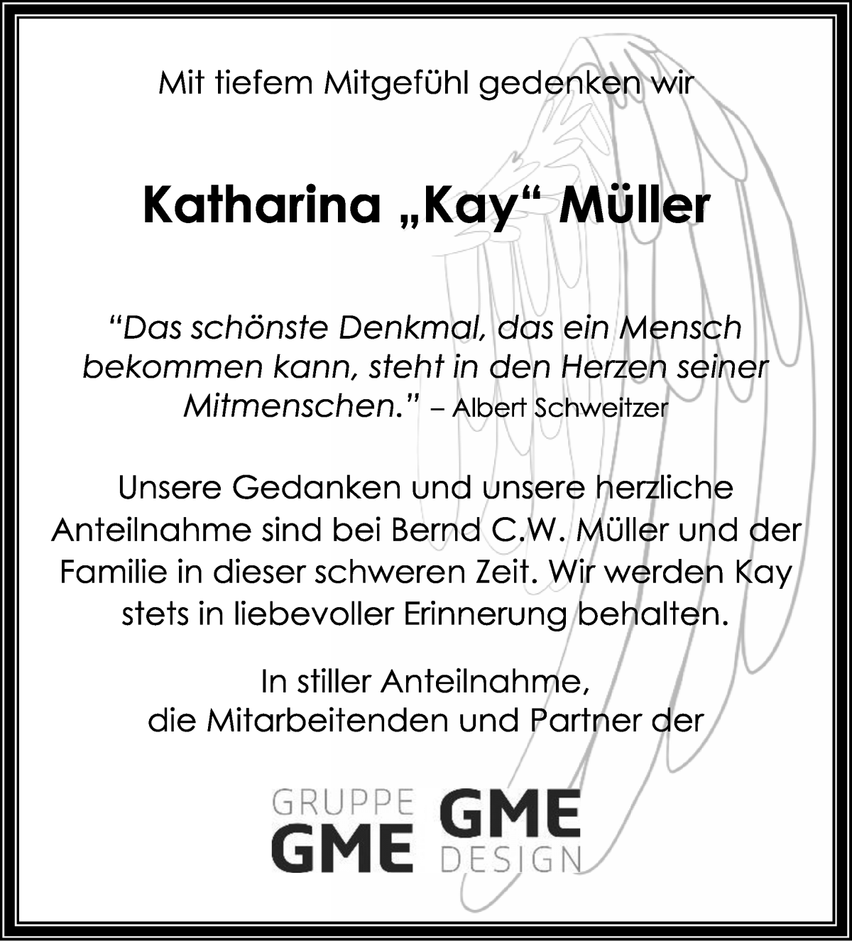 Traueranzeige von Katharina Müller von WESER-KURIER