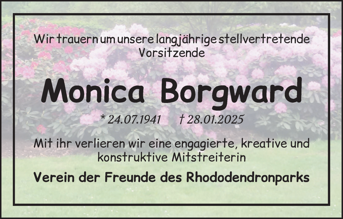Traueranzeige von Monica Borgward von WESER-KURIER