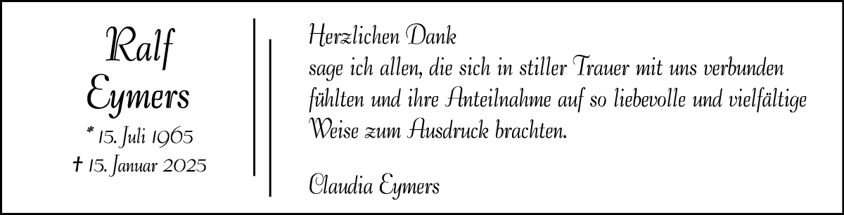 Traueranzeige von Ralf Eymers von WESER-KURIER