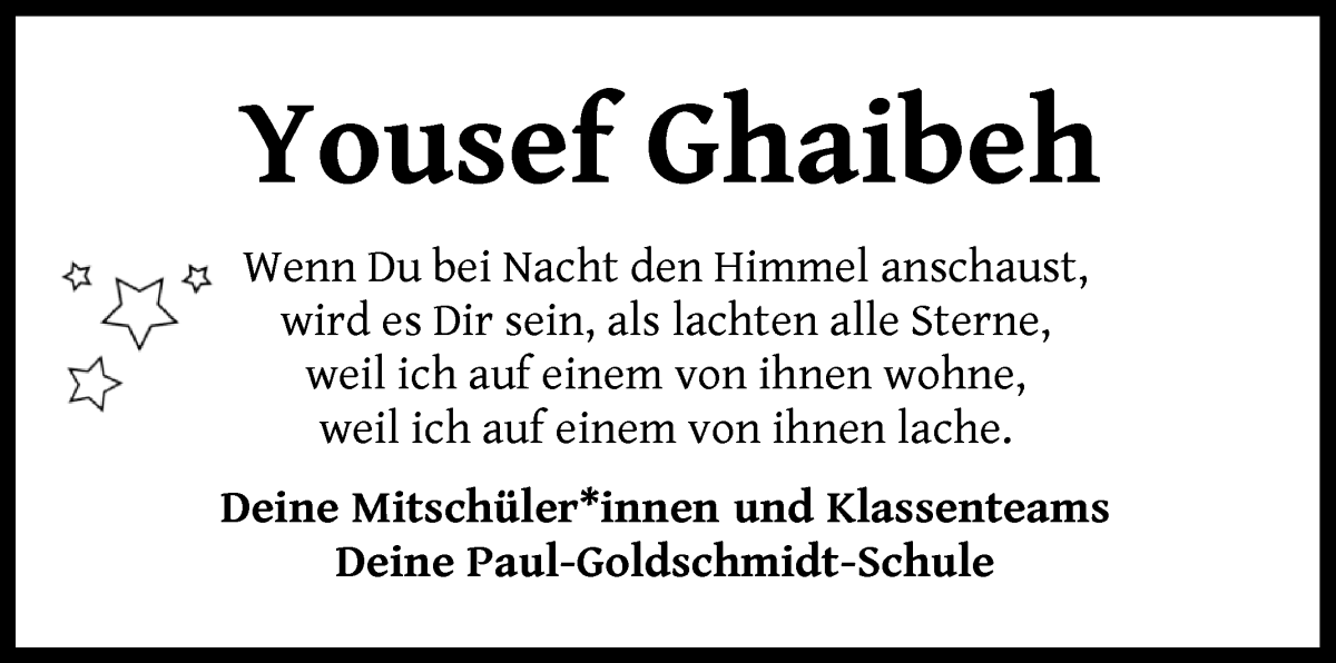 Traueranzeige von Yousef Ghaibeh von WESER-KURIER
