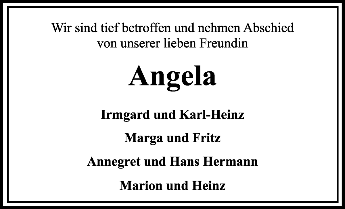 Traueranzeige von Angela  von Wuemme Zeitung