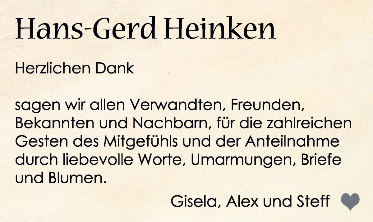 Traueranzeige von Hans-Gerd Heinken von WESER-KURIER