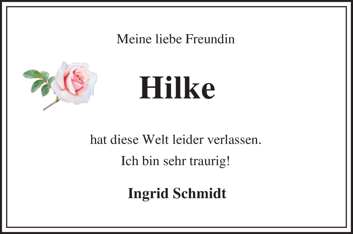 Traueranzeige von Hilke Deptulski von Osterholzer Kreisblatt