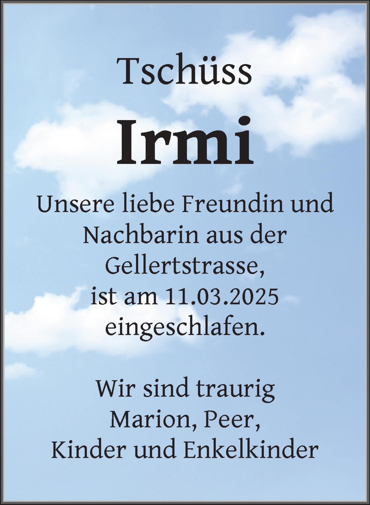Traueranzeige von Irmtraut Gerken von WESER-KURIER