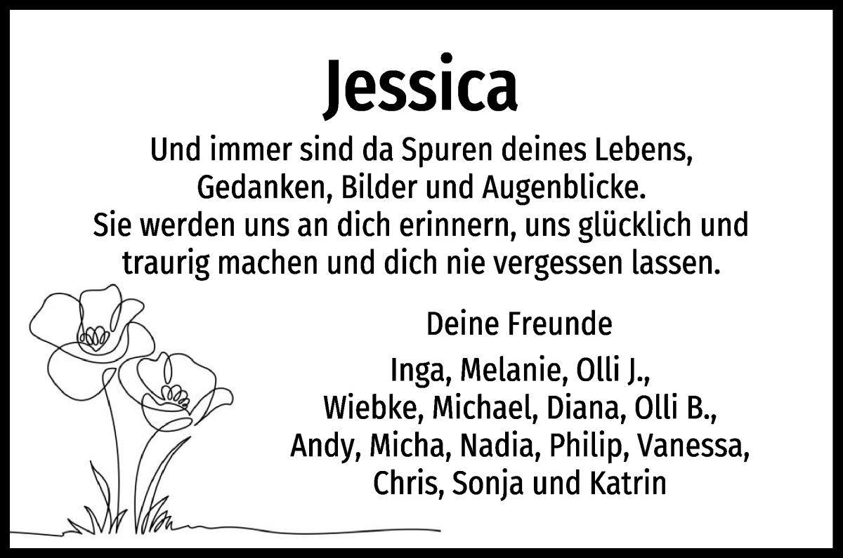 Traueranzeige von Jessica  von WESER-KURIER
