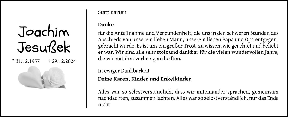 Traueranzeige von Joachim Jesußek von Osterholzer Kreisblatt