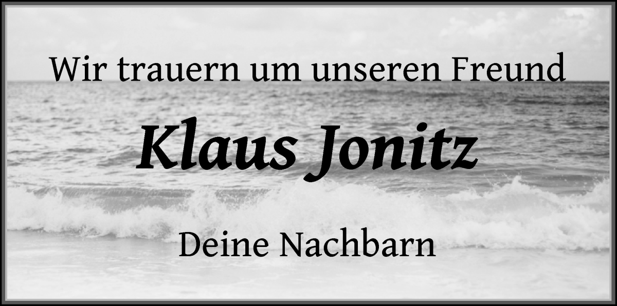 Traueranzeige von Klaus Jonitz von WESER-KURIER