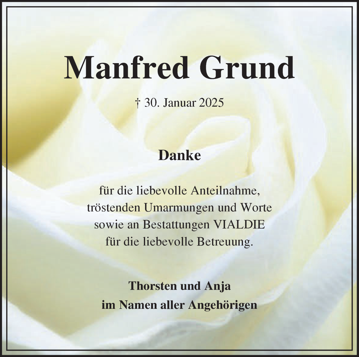 Traueranzeige von Manfred Grund von WESER-KURIER