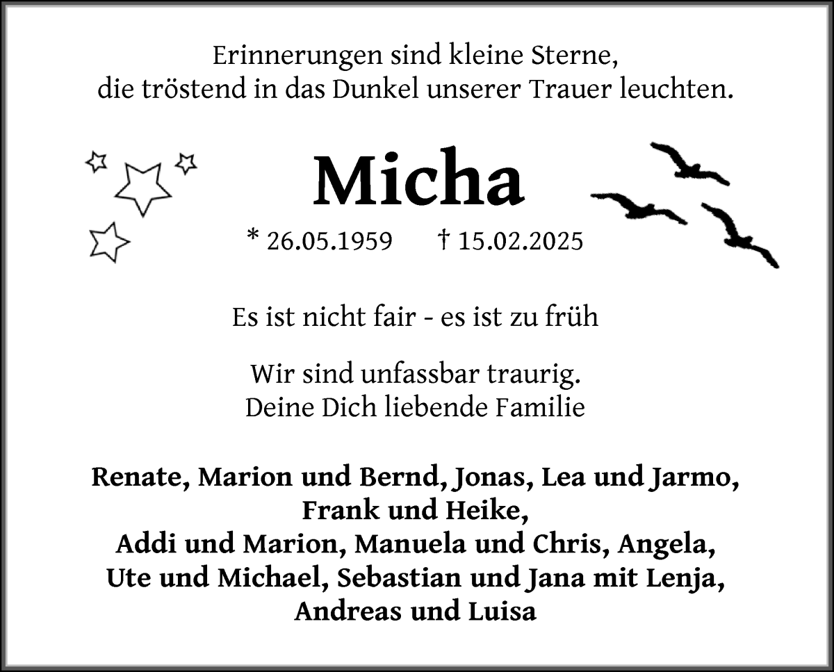 Traueranzeige von Michael Reiter von WESER-KURIER