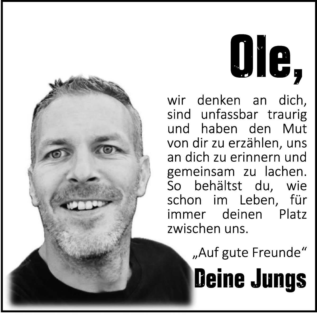 Traueranzeige von Ole Bammert von Die Norddeutsche