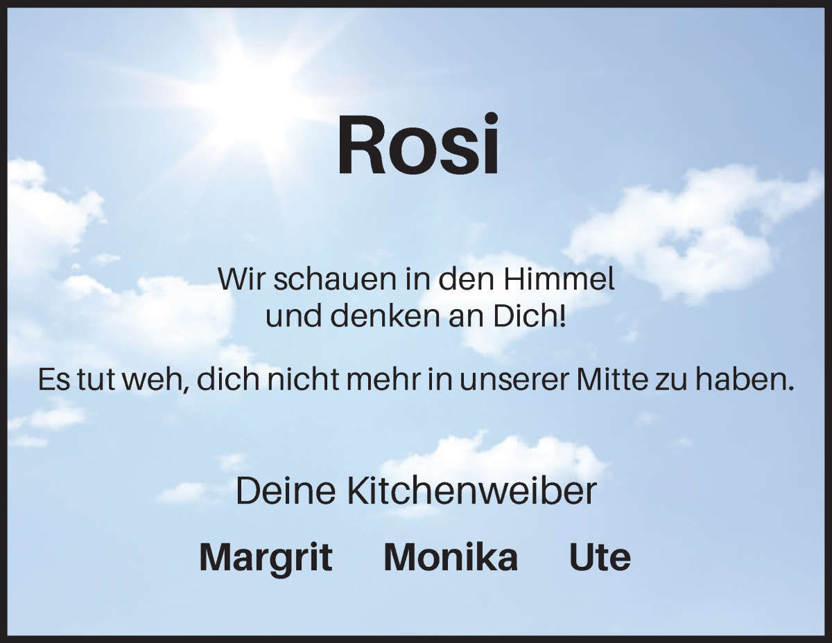 Traueranzeige von Rosemarie Helmbold von Osterholzer Kreisblatt