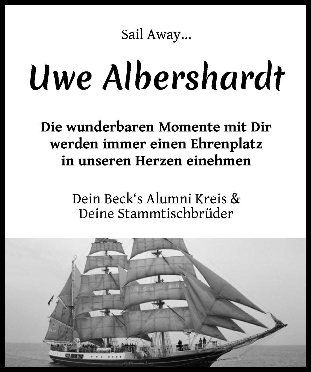 Traueranzeige von Uwe Albershardt von WESER-KURIER