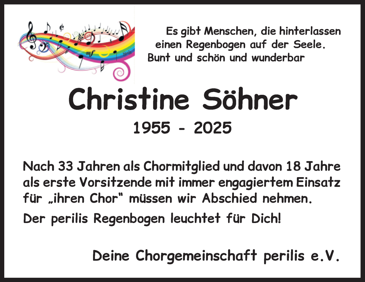 Traueranzeige von Christine Söhner von WESER-KURIER