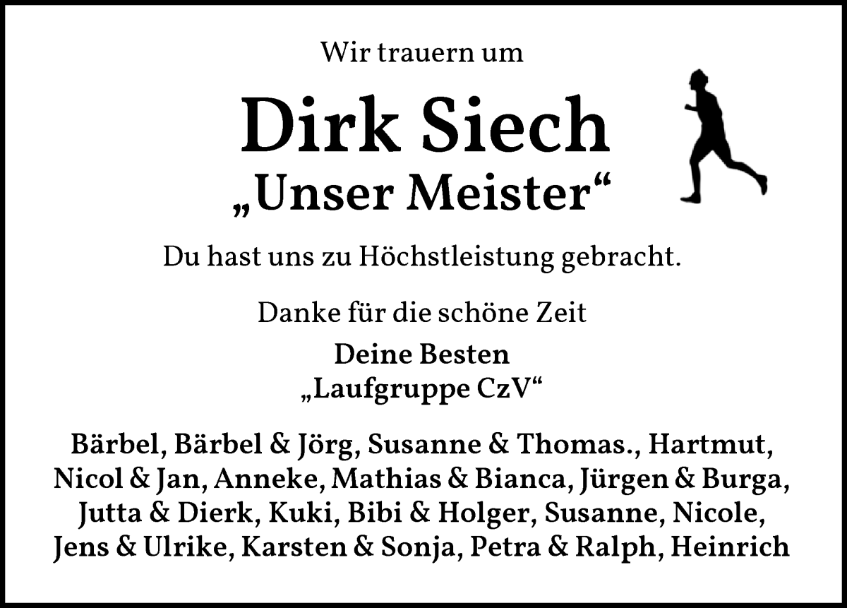 Traueranzeige von Dirk Siech von WESER-KURIER