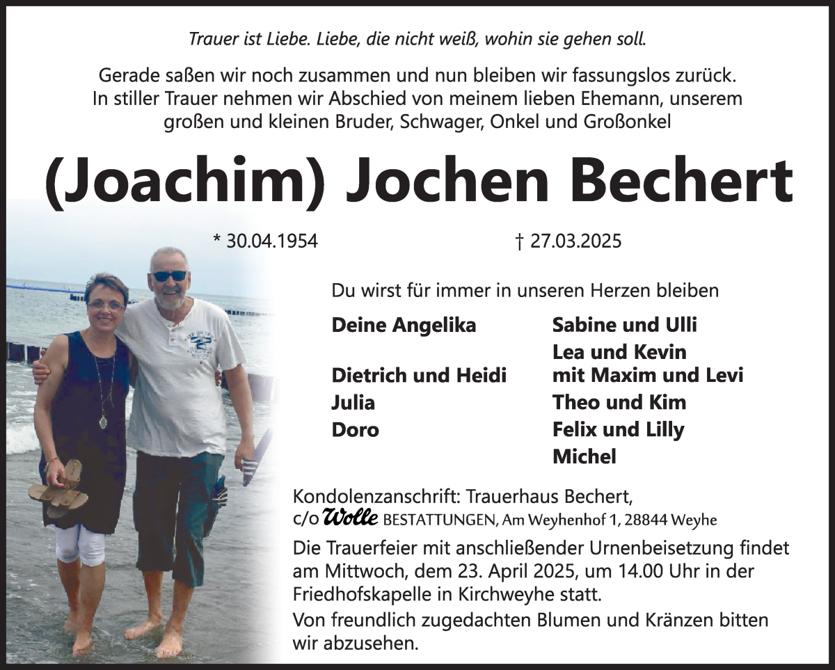 Traueranzeige von Jochen Bechert von WESER-KURIER