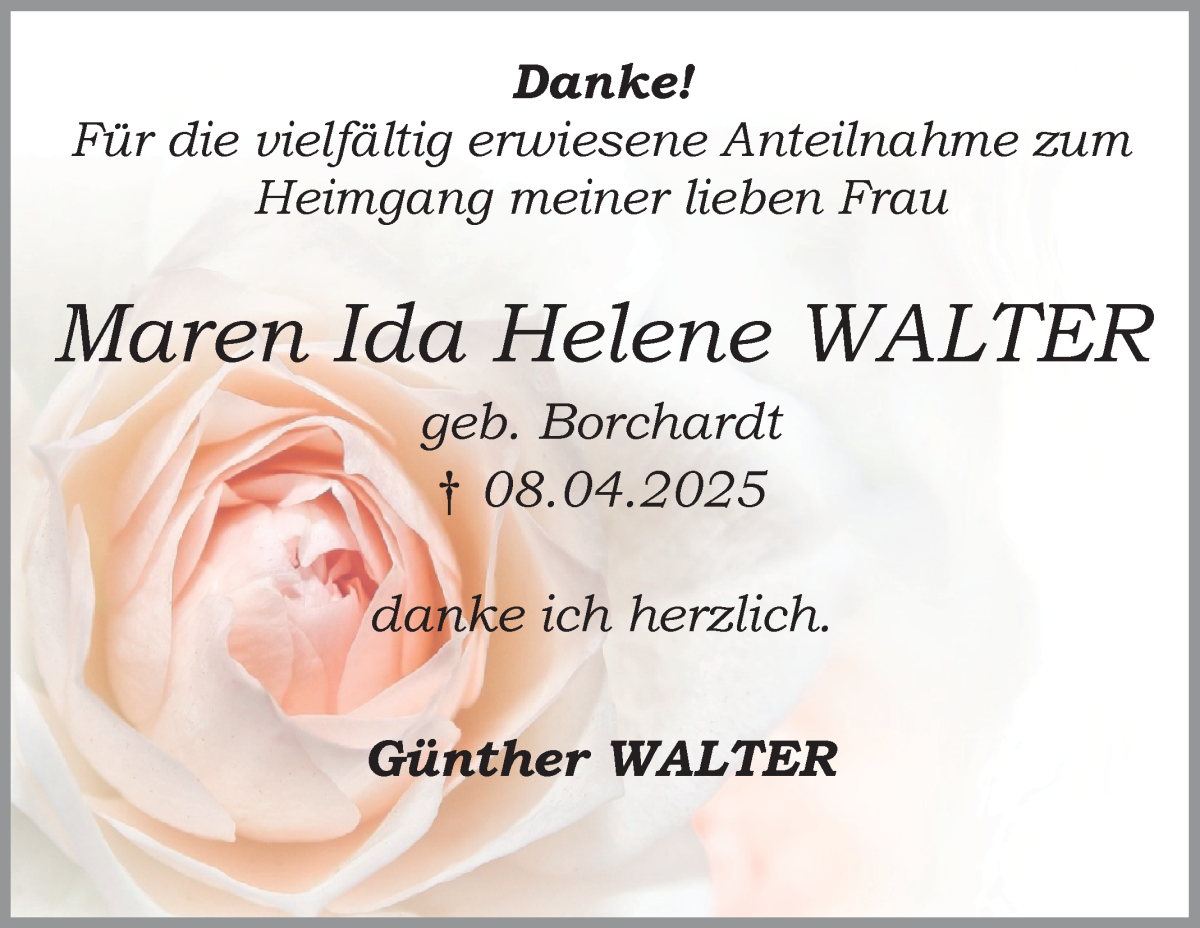 Traueranzeige von Maren Ida Helene Walter von Wuemme Zeitung