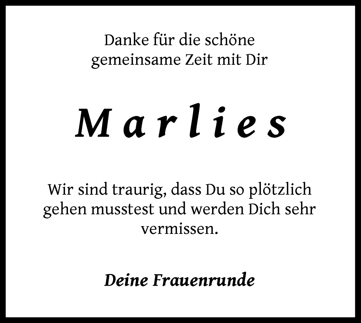 Traueranzeige von Marlies Monsees-Schröder von Wuemme Zeitung
