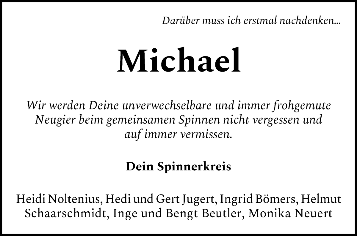 Traueranzeige von Michael Bömers von WESER-KURIER