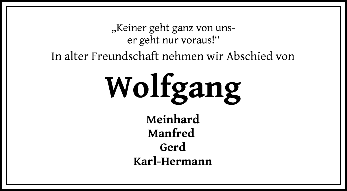 Traueranzeige von Wolfgang Trenne von Die Norddeutsche