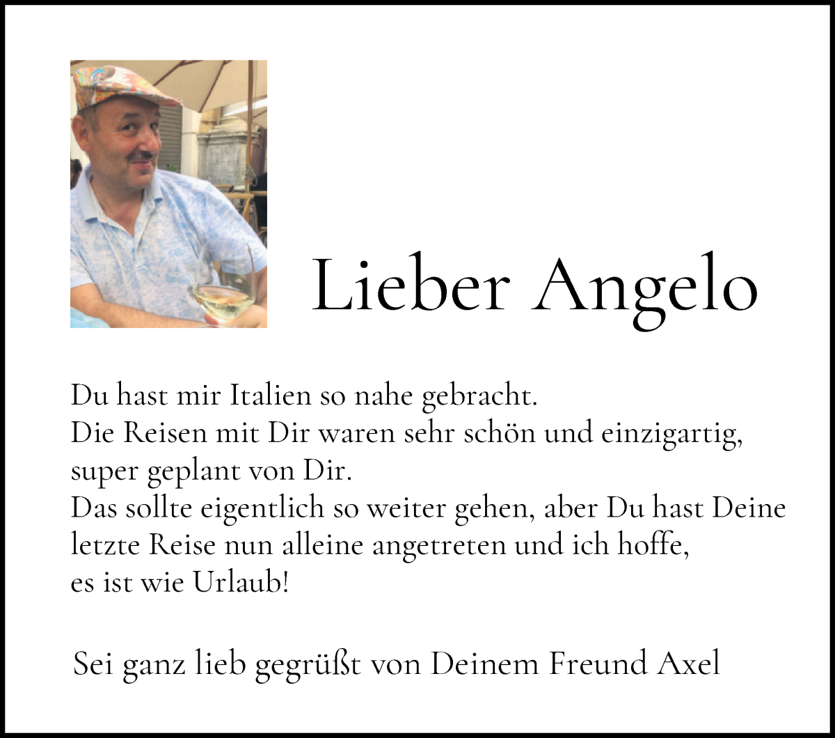 Traueranzeige von Angelo Caragiuli von WESER-KURIER