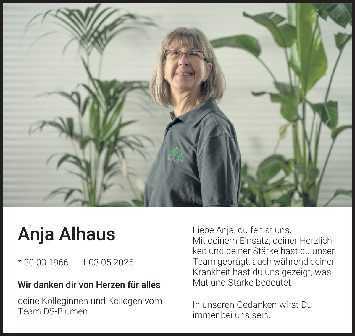 Traueranzeige von Anja Alhaus von WESER-KURIER