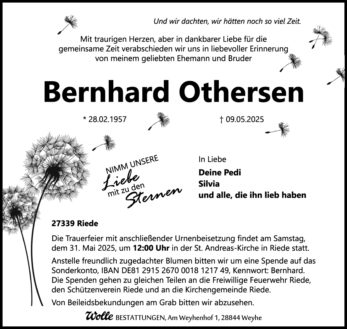 Traueranzeige von Bernhard Othersen von WESER-KURIER
