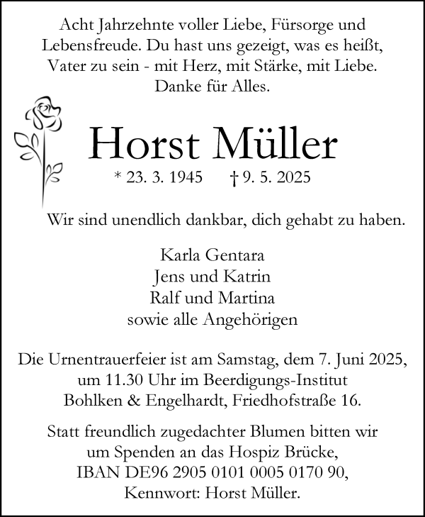 Traueranzeige von Horst Müller von WESER-KURIER