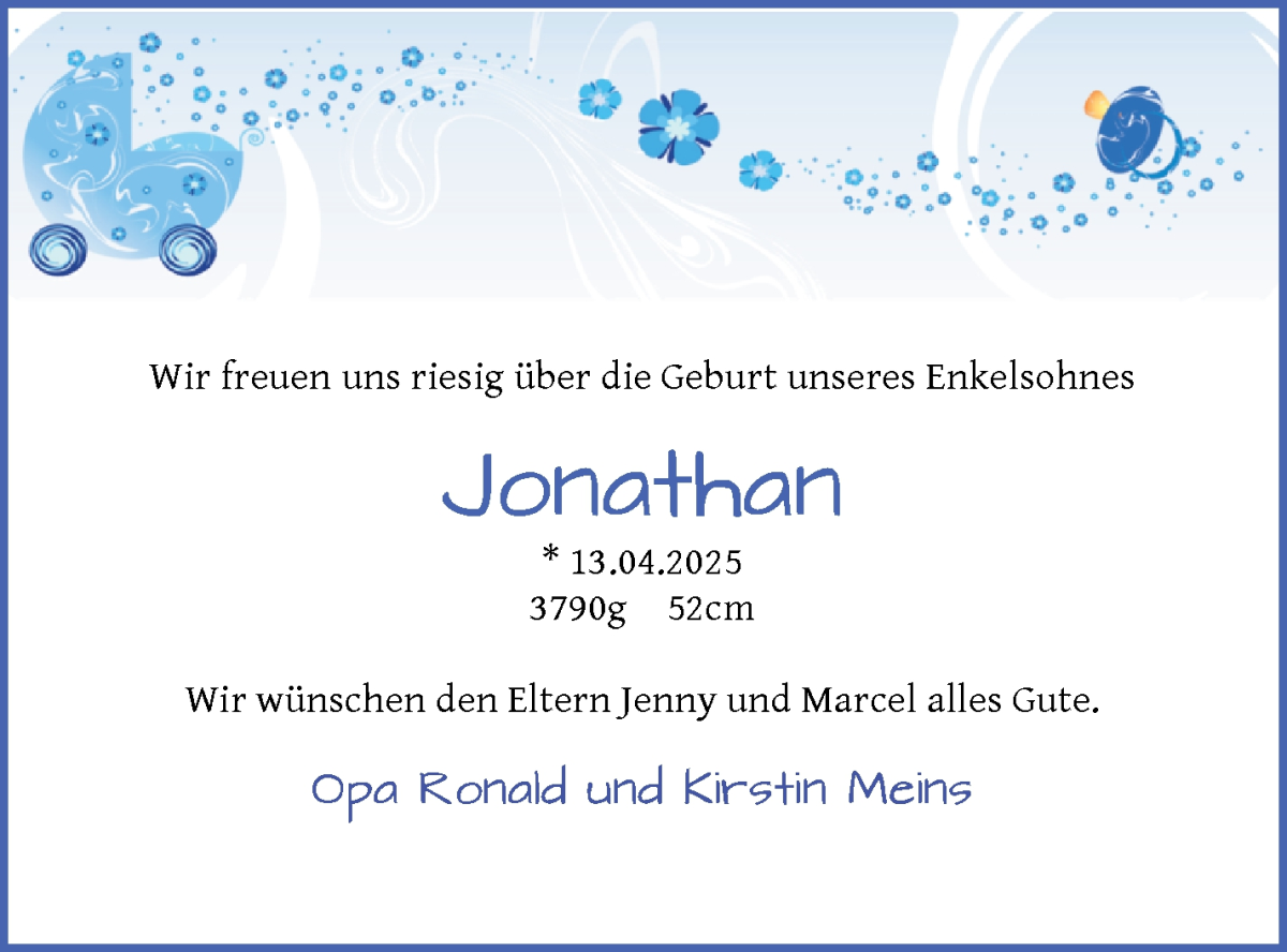 Traueranzeige von Jonathan  von Die Norddeutsche
