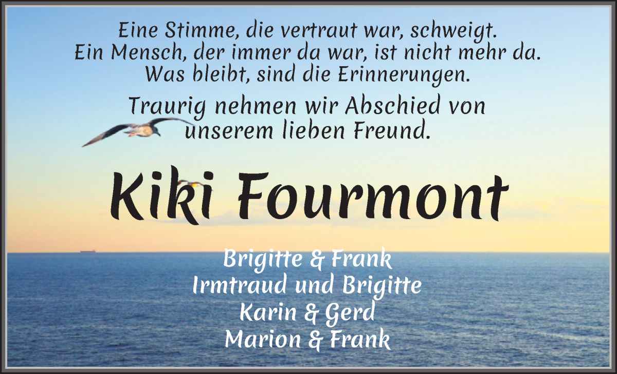 Traueranzeige von Kiki Fourmont von WESER-KURIER