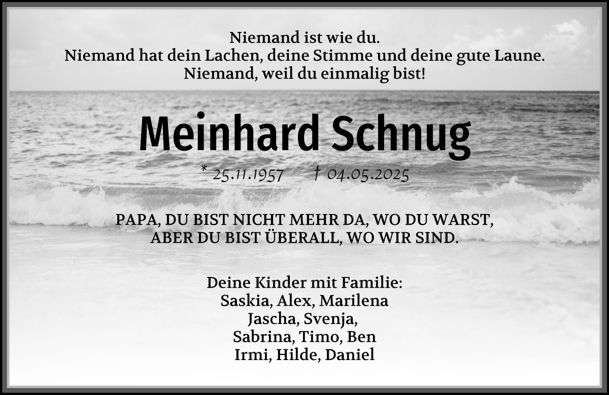 Traueranzeige von Meinhard Schnug von Die Norddeutsche