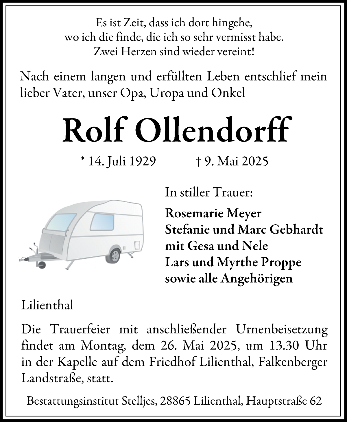 Traueranzeige von Rolf Ollendorff von WESER-KURIER