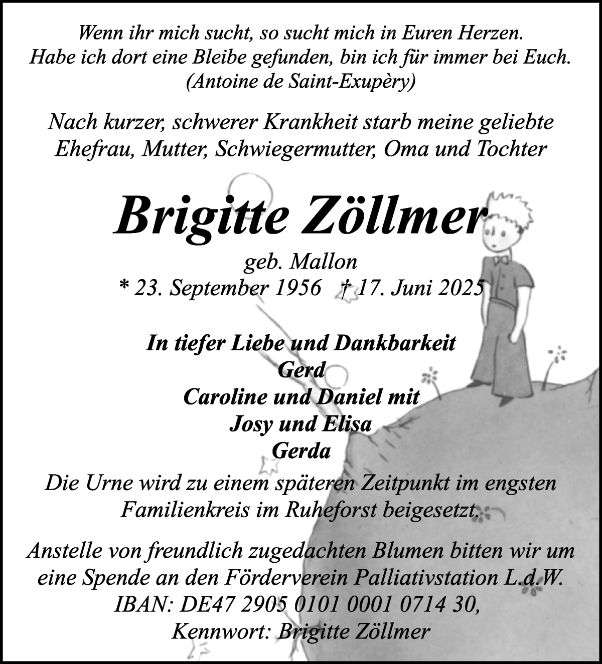 Traueranzeige von Brigitte Zöllmer von WESER-KURIER
