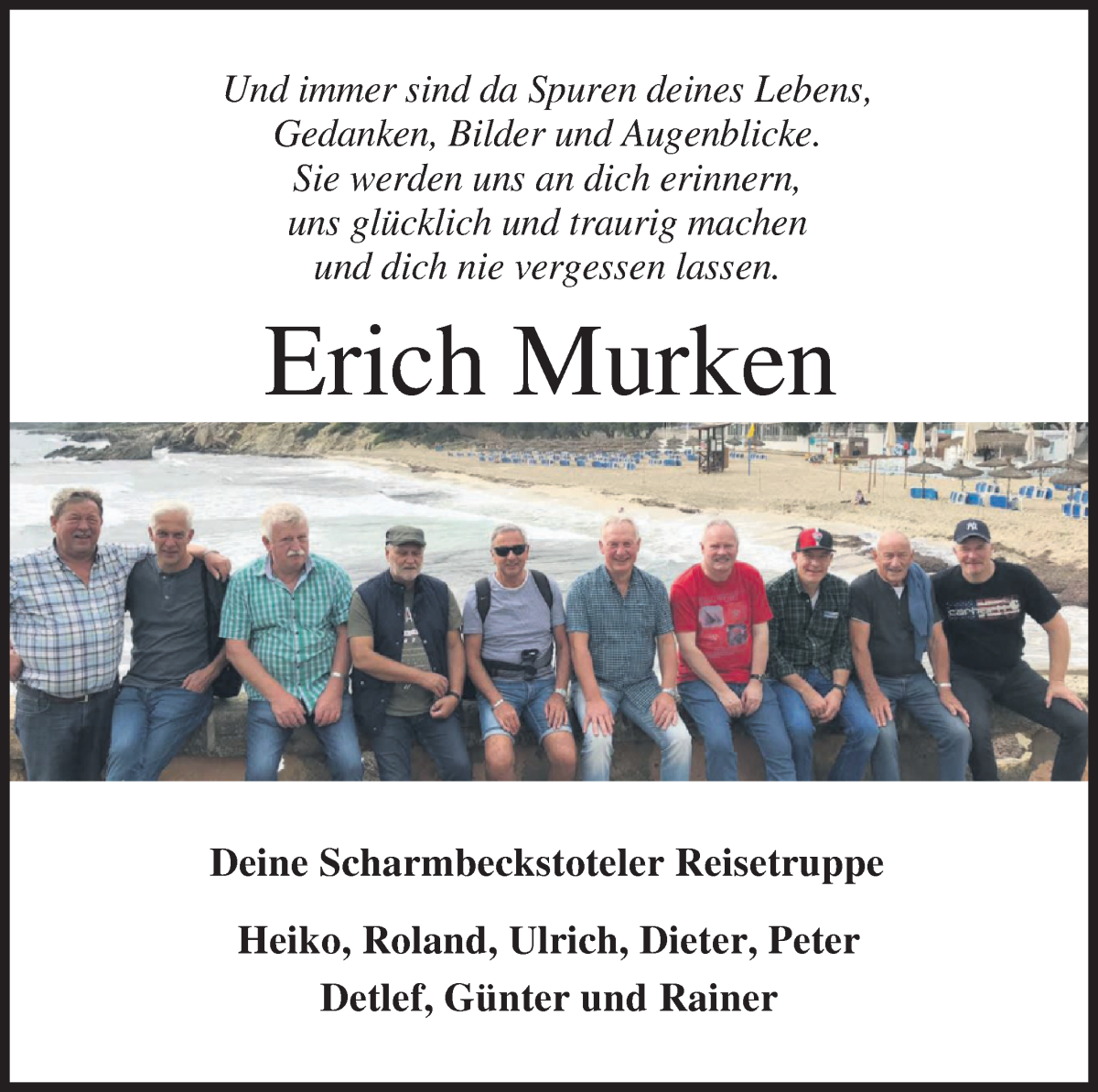 Traueranzeige von Erich Murken von Osterholzer Kreisblatt