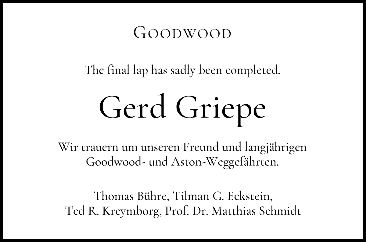 Traueranzeige von Gerd Griepe von WESER-KURIER
