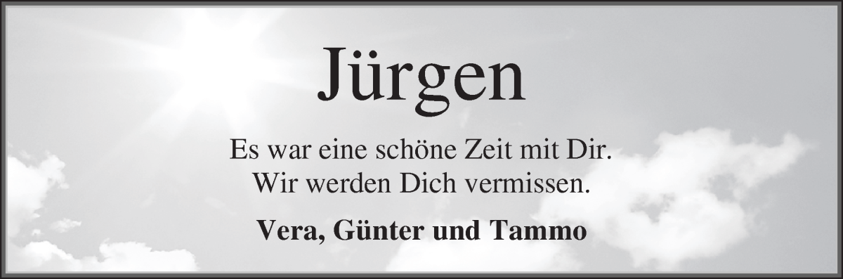 Traueranzeige von Jürgen Freitag von WESER-KURIER
