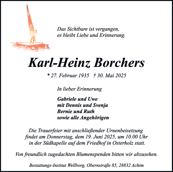 Traueranzeige von Karl-Heinz Borchers von WESER-KURIER