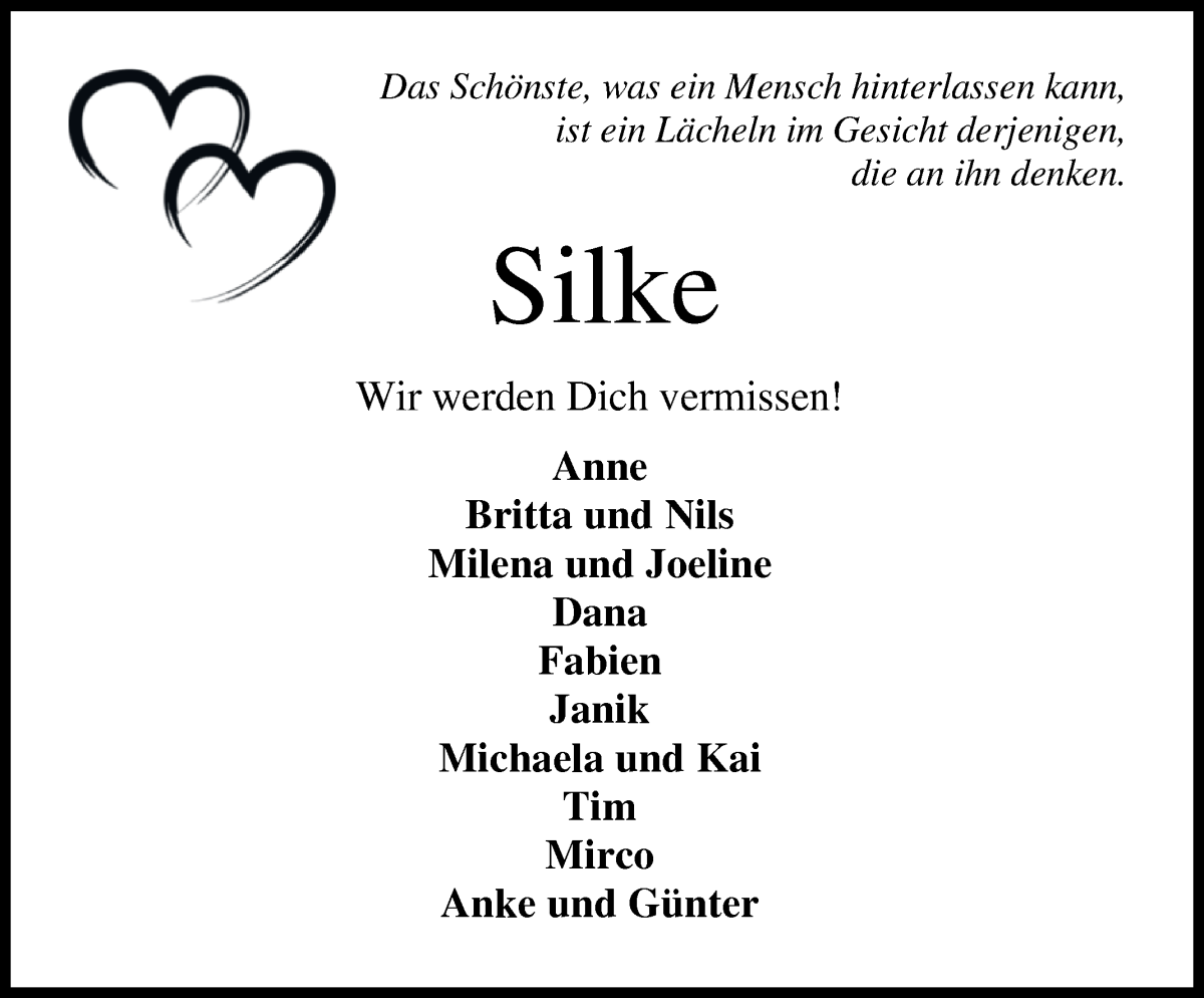 Traueranzeige von Silke Berndt von Osterholzer Kreisblatt