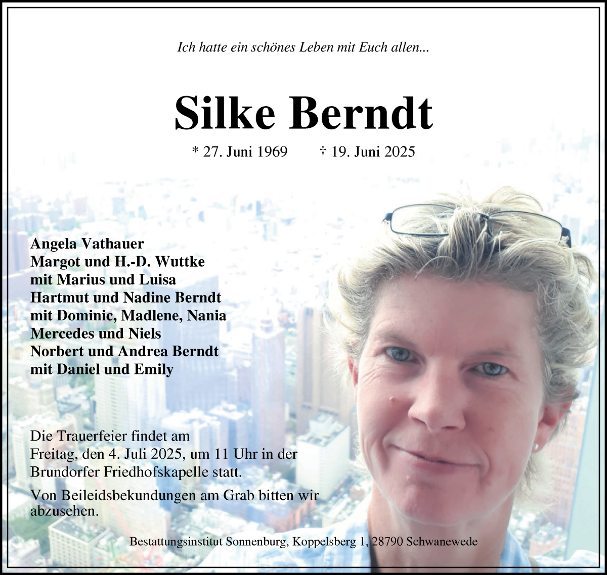 Traueranzeige von Silke Berndt von Osterholzer Kreisblatt
