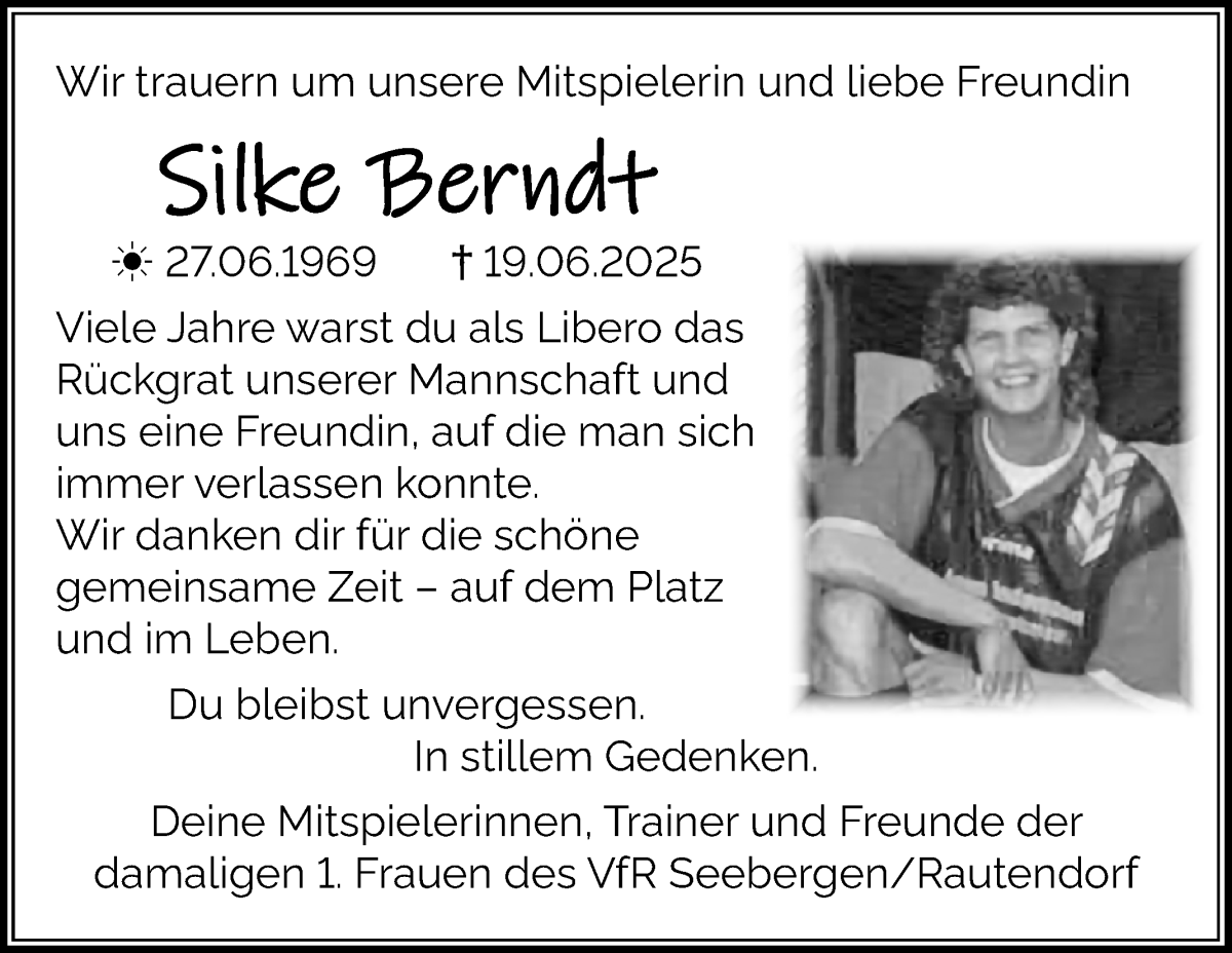 Traueranzeige von Silke Berndt von Osterholzer Kreisblatt