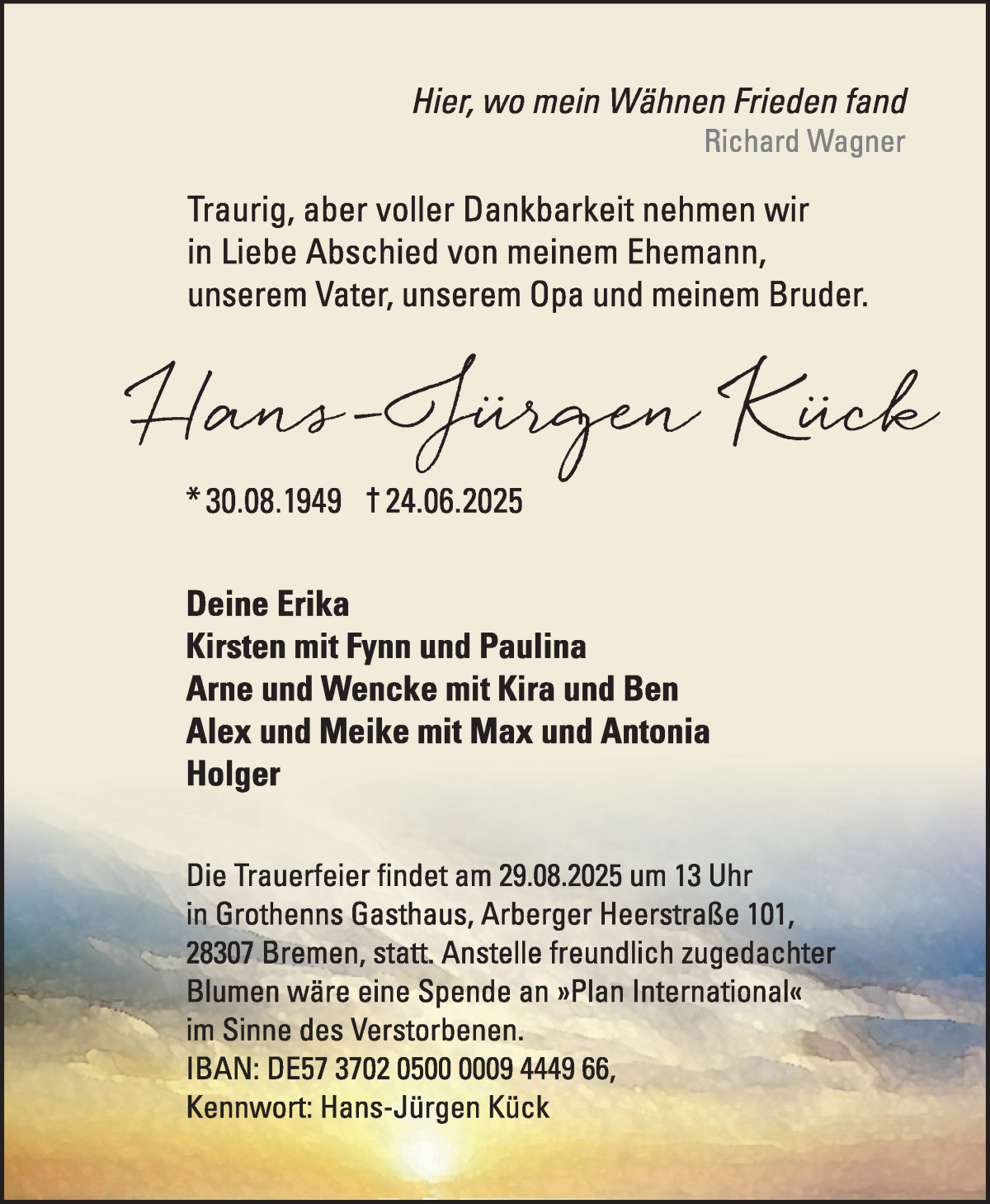 Traueranzeige von Hans-Jürgen Kück von WESER-KURIER