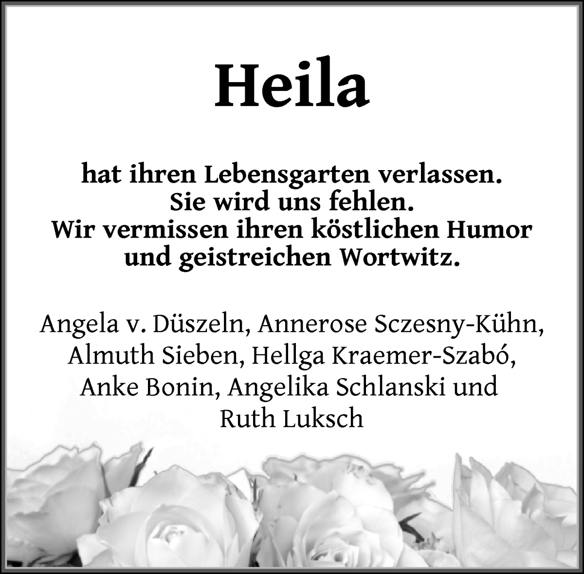 Traueranzeige von Heila Sieben von WESER-KURIER